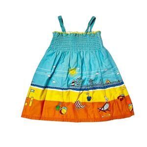 Little Bird Beach Scene Smocked Dress Size 18-24m